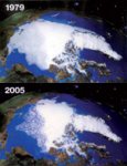 La diminution de la calotte glaciaire en 1979 et 2005 {JPEG}